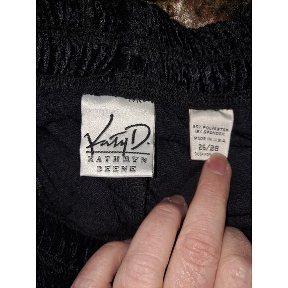 Kathyrn Deene Pants Suit Velour Black with Colorful Patches Size 26/28‎ - Picture 11 of 11